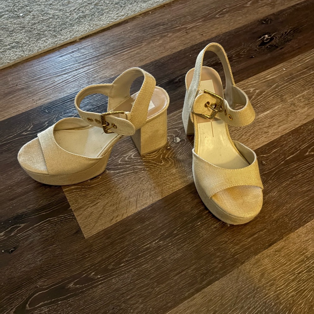 Dolce Vita Cream Platform Sandals with Chunky Heel